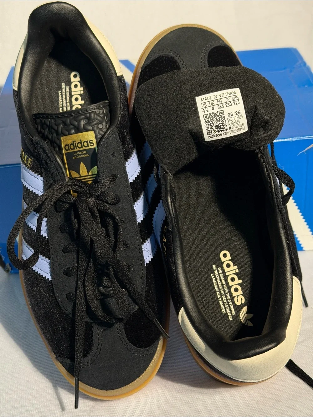 Adidas Gazelle Bold Triple Stack Black Velvet Purple Platform Girls 4.5 Y/W6 NWT